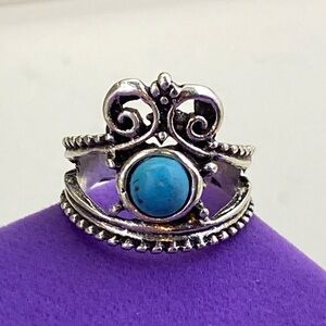💛 Silver Faux Turquoise Ring